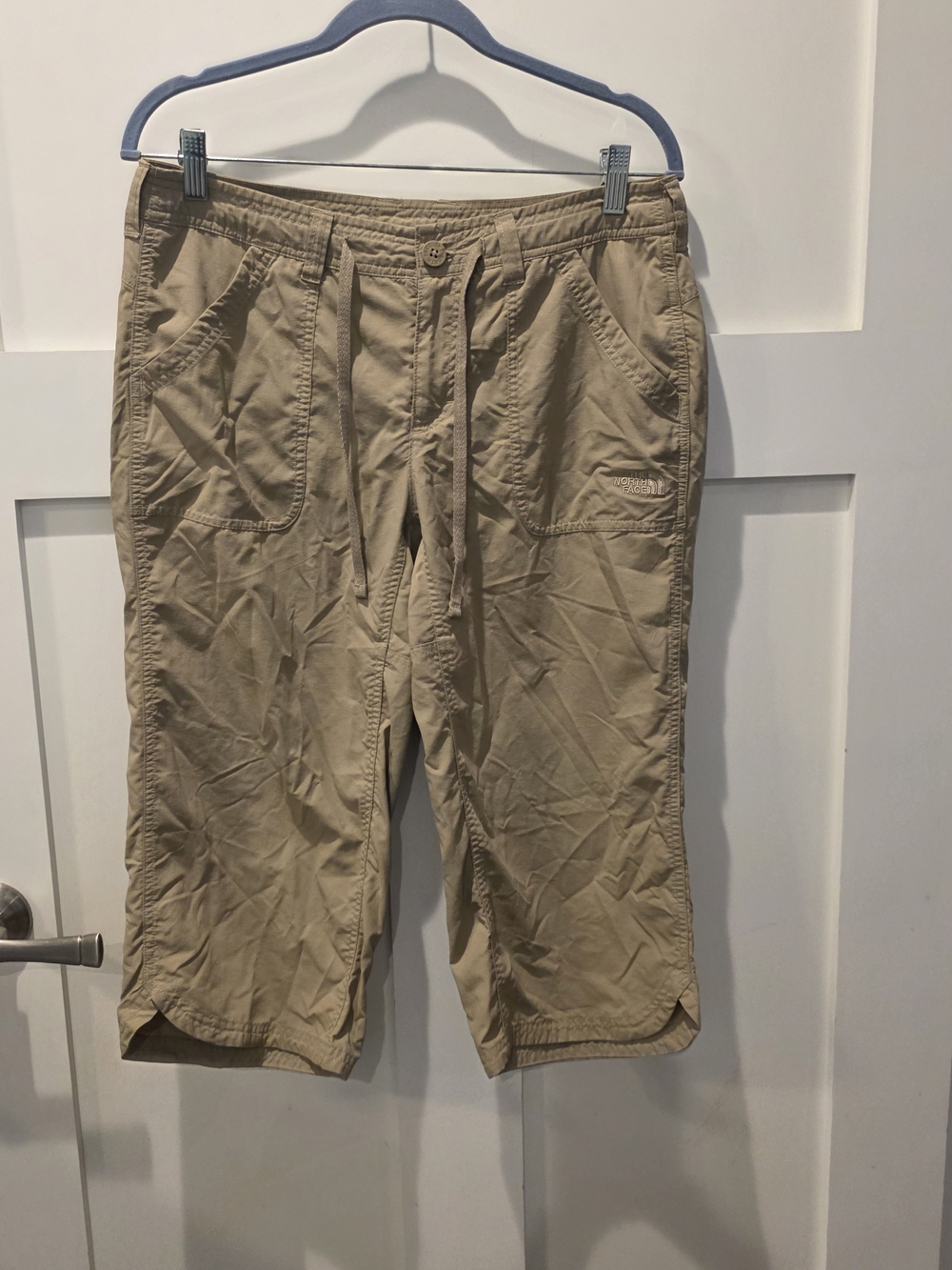 The North Face Womens Sz 10 Tan Capri Pants Nylon Lightweight Drawstring Hiking